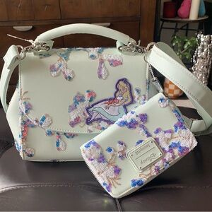 Disney Alice in Wonderland Sequin Crossbody Bag and Wallet